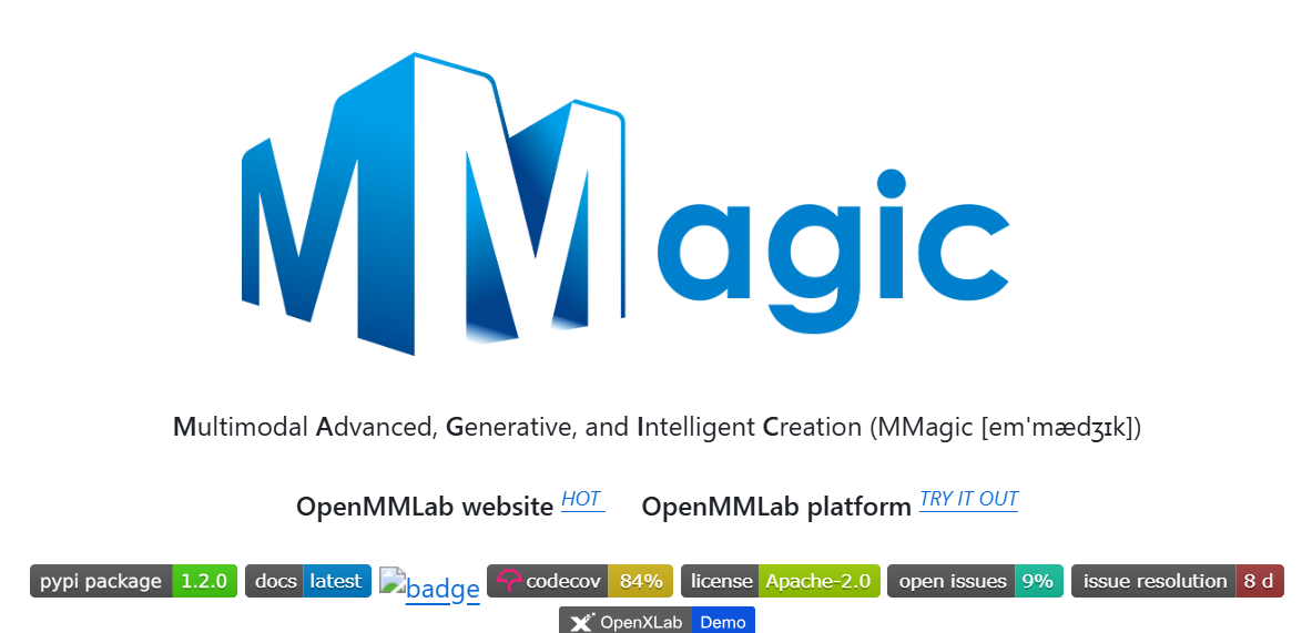 MMagic – OpenMMLab Multimodal Advanced, Generative, and Intelligent Creation Toolbox